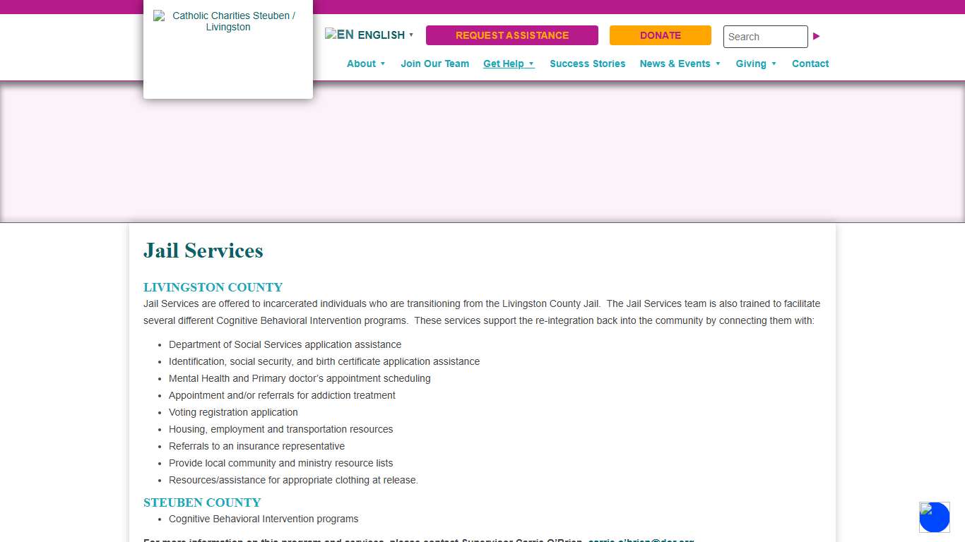 Jail Services Catholic Charities Steuben / Livingston