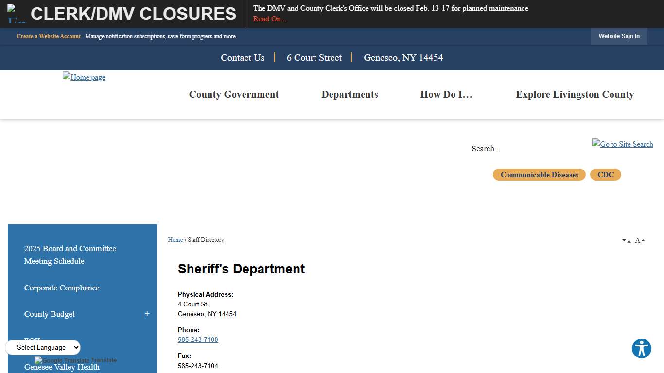 Staff Directory • Sheriff's Department